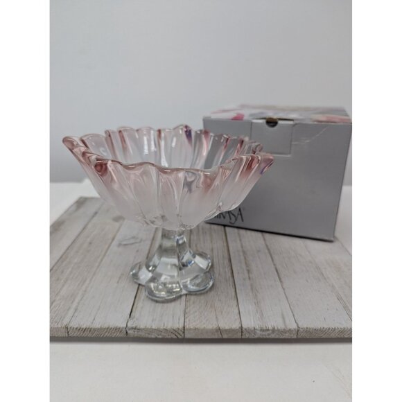 Mikasa Tulips Frosted Pink Pedestal Footed Bowl 7" in Box - Picture 1 of 6